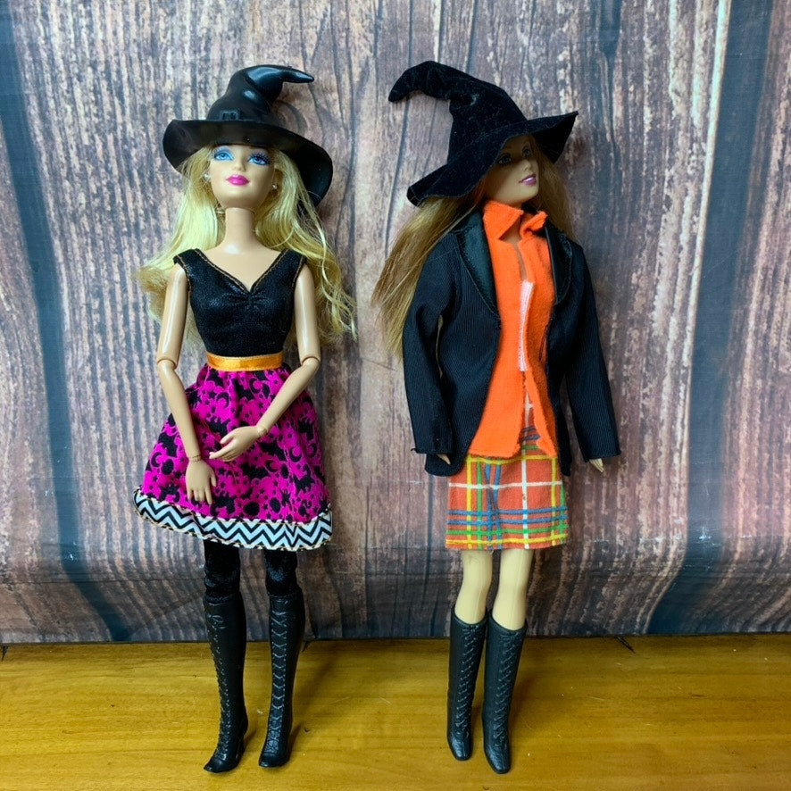Barbie Halloween Fashion Dolls Lot of 2 Witch Costumes