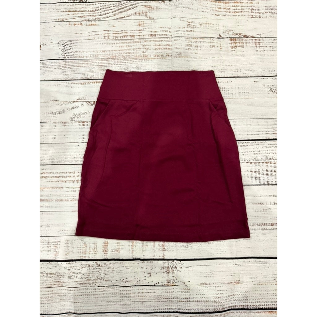 APT.9 Skirt Womens Size M Burgundy Pull-On Stretch Knit Pencil Workwear