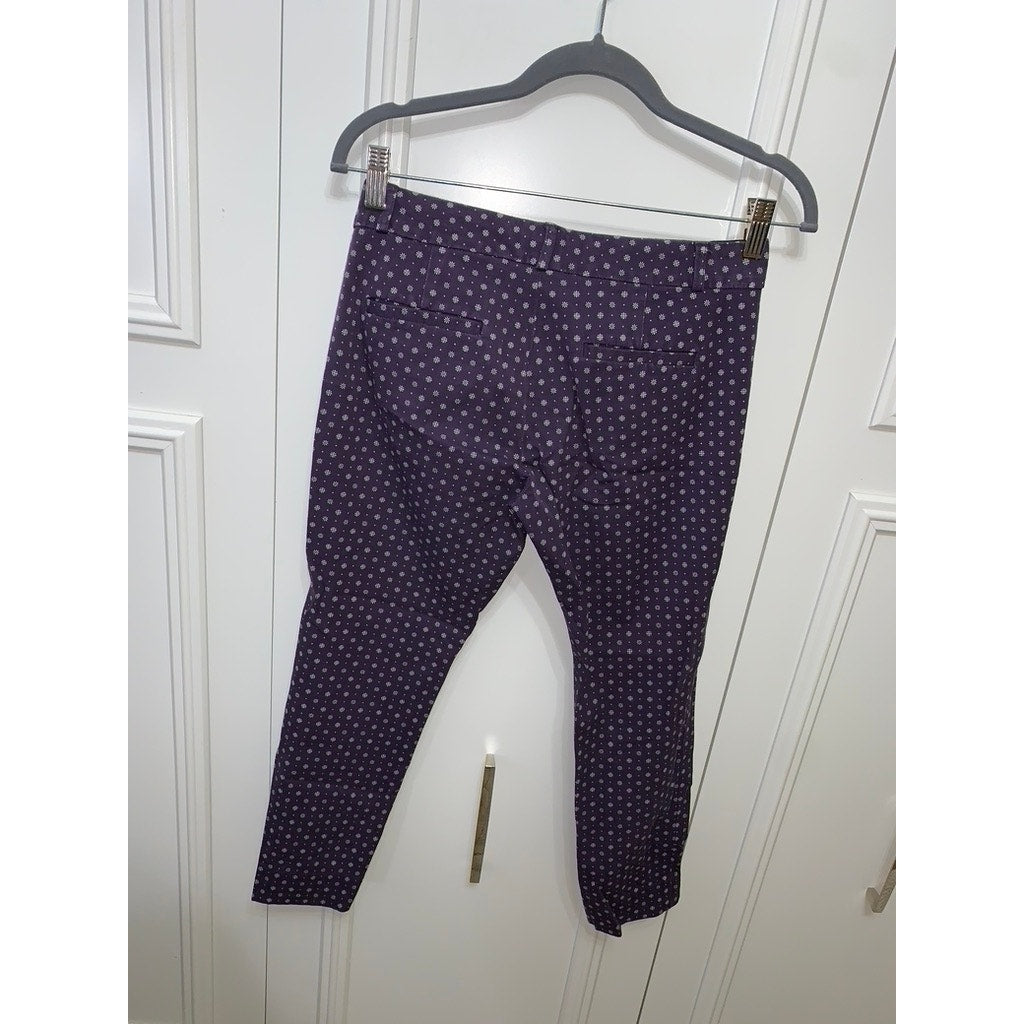 Banana Republic Petite Women's Floral Purple Dress Pants Size 4