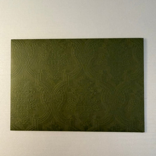 Gucci Gift Card Holder Green Embossed Damask Pattern Black Logo