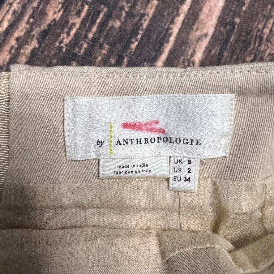 Anthropologie Women's Gold Verona Floral Embroidered Pencil Skirt Size 2