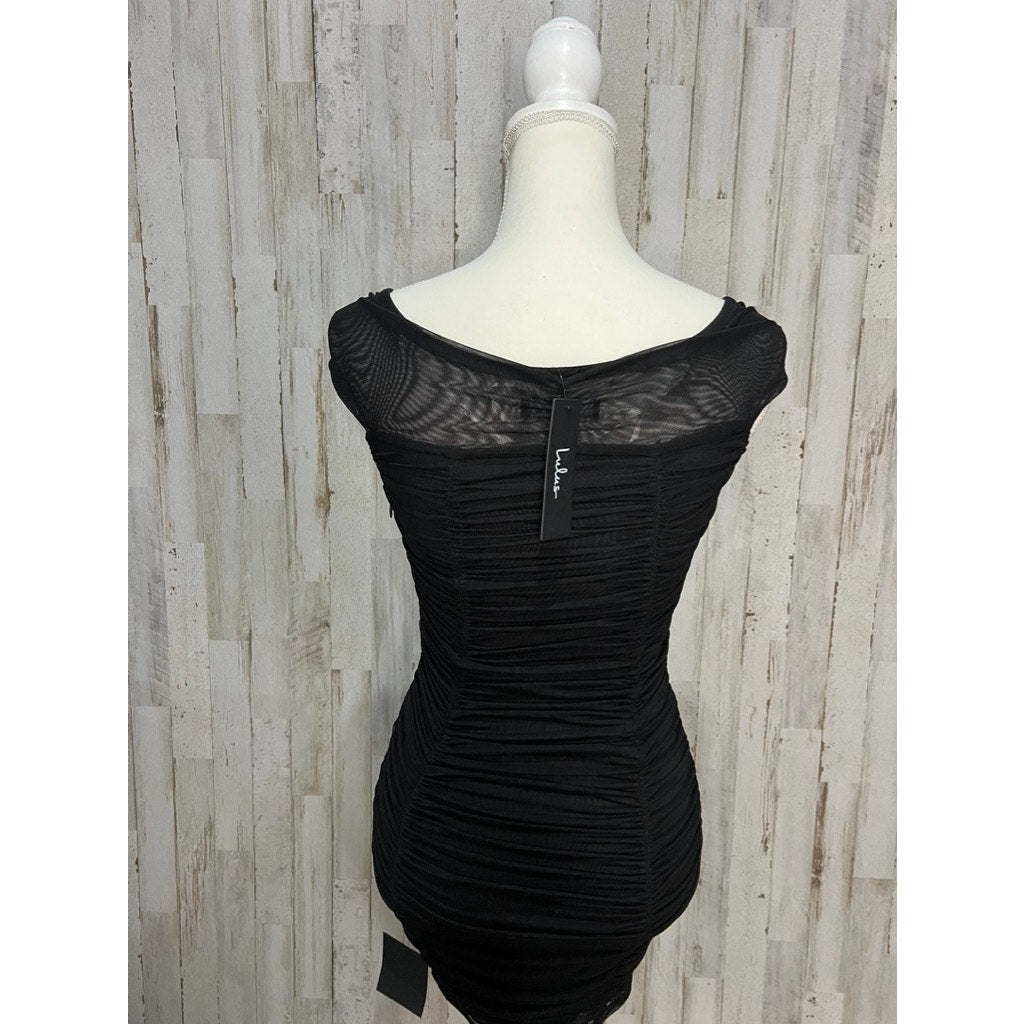 NWT Lulus Women's XS Black Off-the-Shoulder Bodycon Knee Length Dress