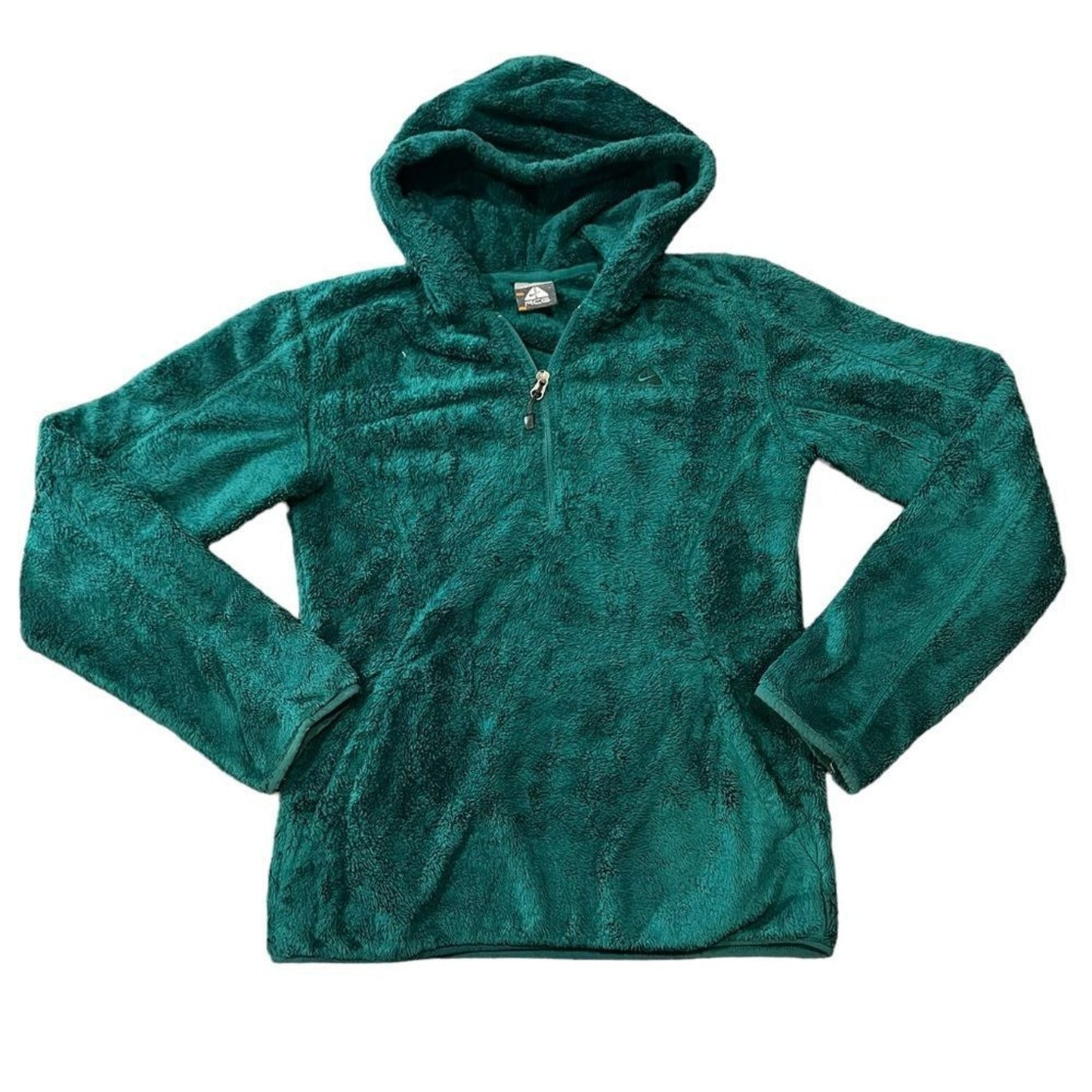 Nike ACG Hoodie Womens XS Green Sherpa Fleece 1/4 Zip Pullover Outdoor