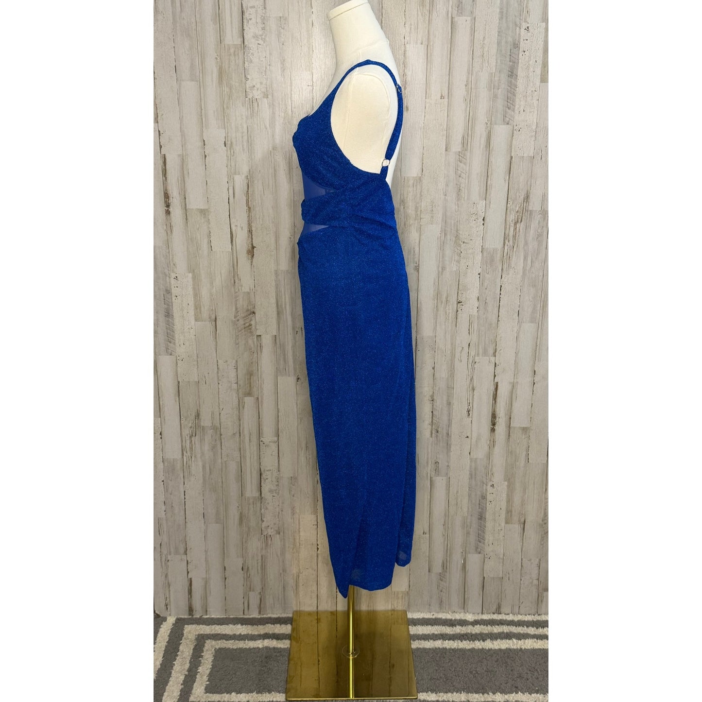 NWT Hello Molly Women's Blue Glitter Formal Long Dress Size 6