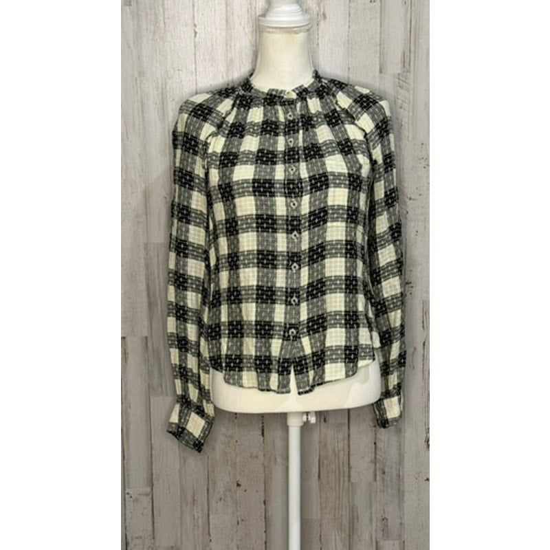 Anthropologie Pilcro Women's Plaid Button-Up Shirt Black Size Small