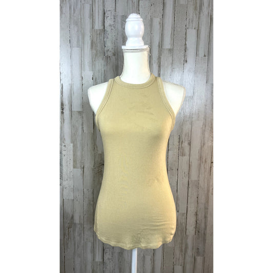 Lululemon Women's Size 8 Beige Ribbed Sleeveless Tank Top Casual Athletic