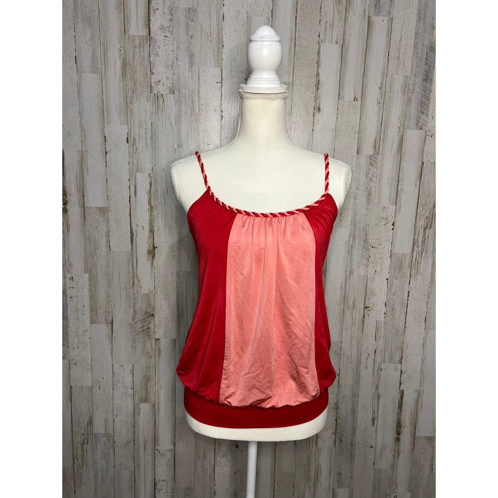 Bebe XS Red Camisole Tank Top Braided Straps Summer Casual