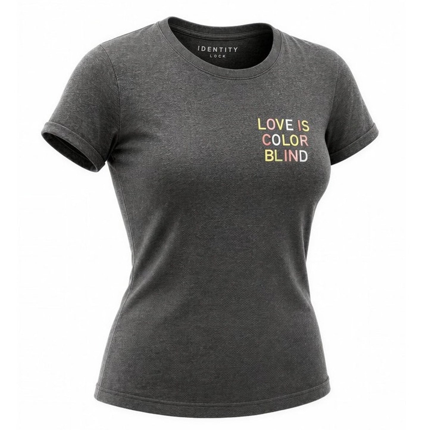 Free State T-Shirt Womens Size Medium Gray Graphic "Love Is Color Blind" Crew