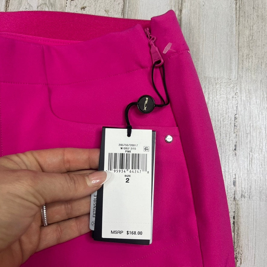 NWT RLX Ralph Lauren Womens Size 2 Bright Pink Stretch Twill Athletic Golf Pants