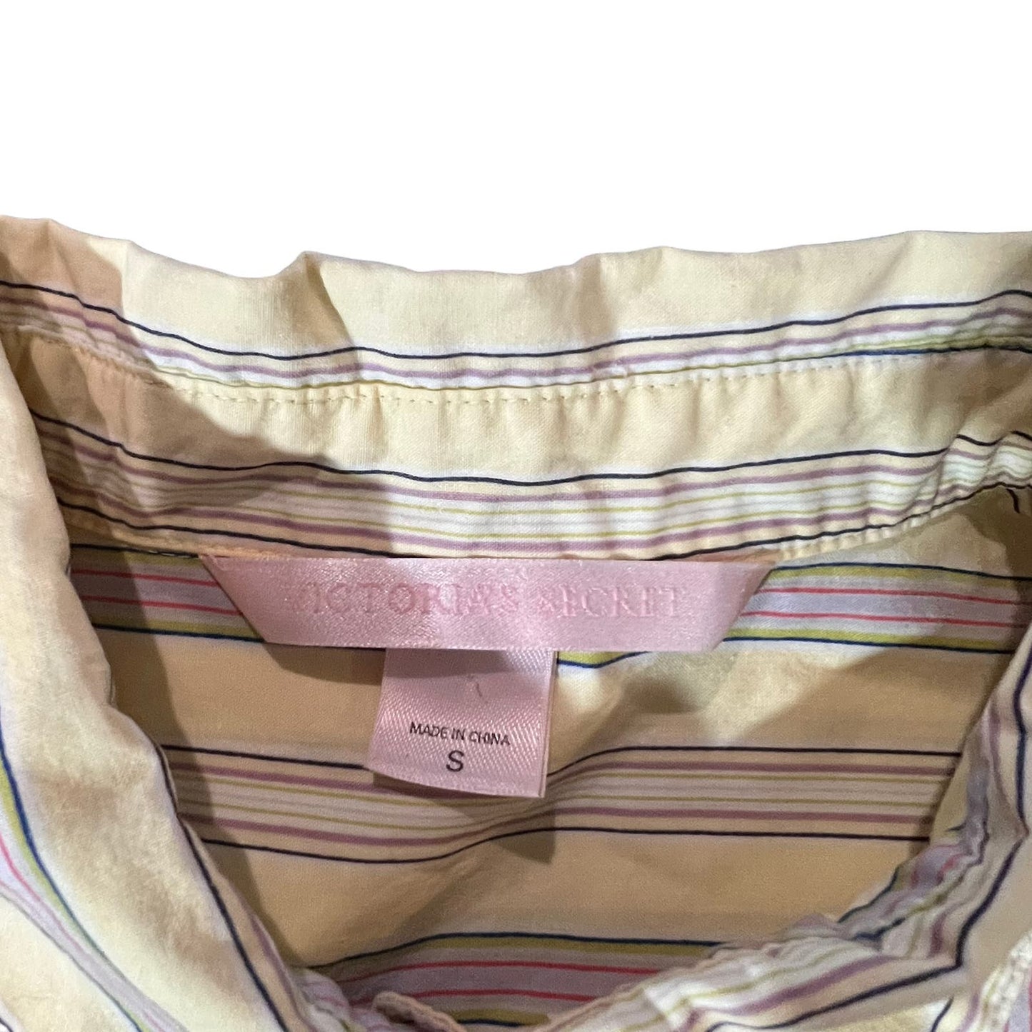 Victoria's Secret Women's Small Striped Long Sleeve Button-Up Blouse