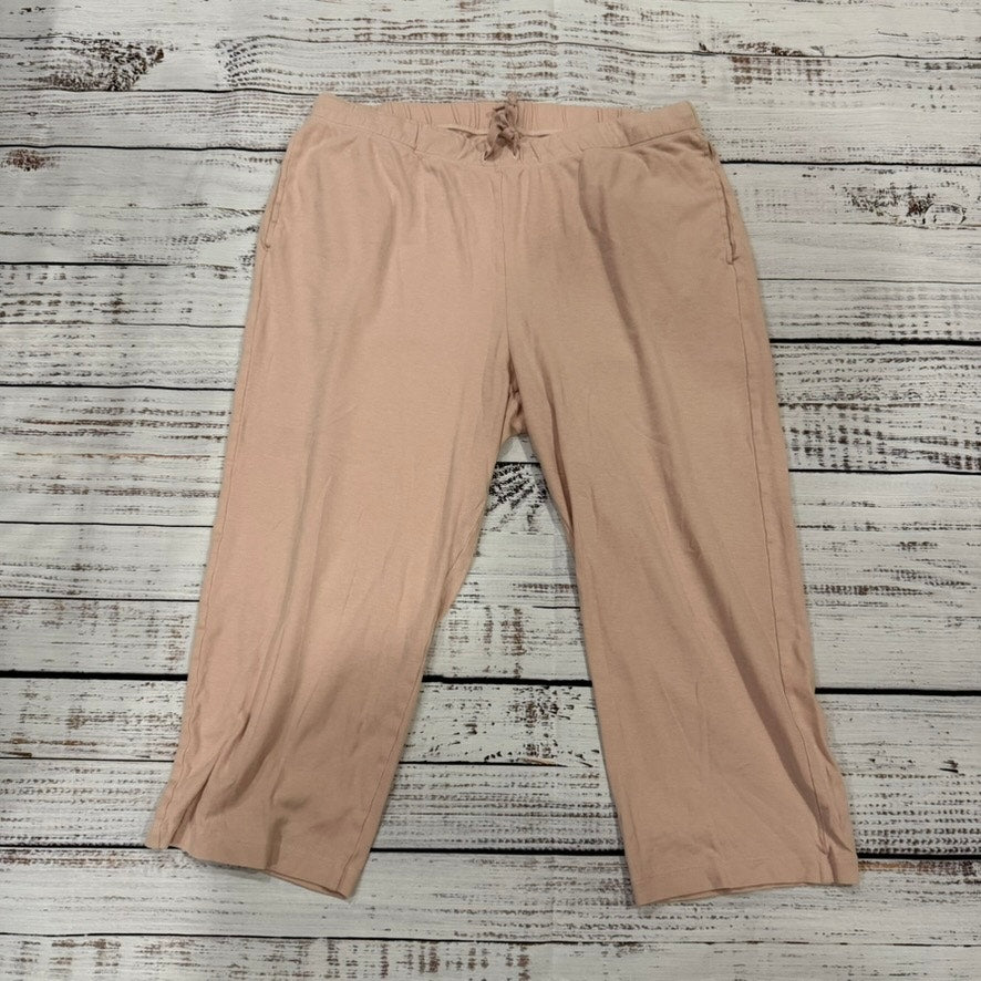 Eileen Fisher Womens Size Large Pink Cropepd Wide Leg Pants Lounge Travel