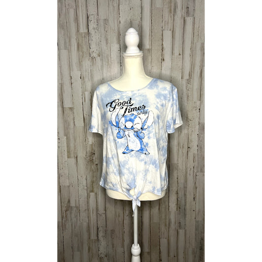 Disney Lilo & Stitch Tie-Dye Crop Top Women's XL Blue Graphic Tee