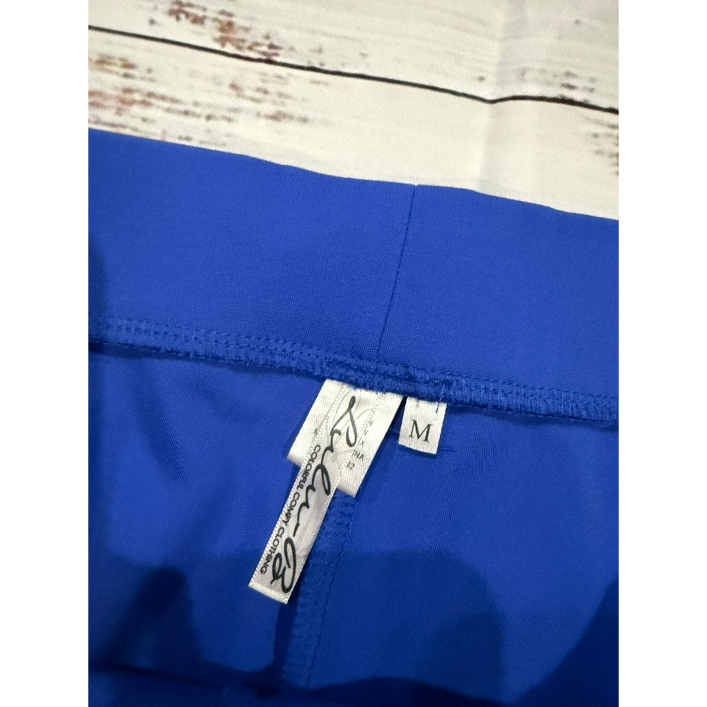 Lulu-B Women's Blue Ankle Pants Size Medium Stretchy Pull-On Casual