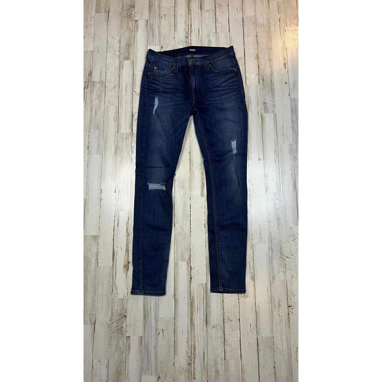 HUDSON Nico Midrise Super Skinny Jeans Women’s Size 27 Blue Distressed Stretch