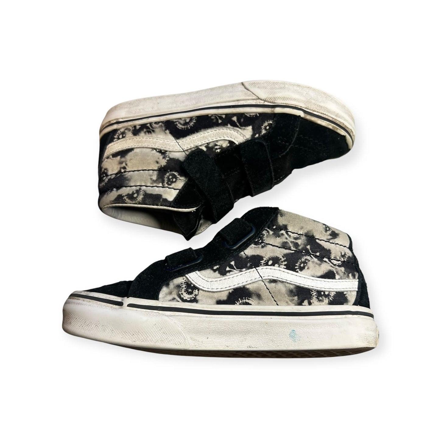 Vans Youth SK8- Mid Reissue Velcro Tie Dye Skull/Black Shoes Size 1.0