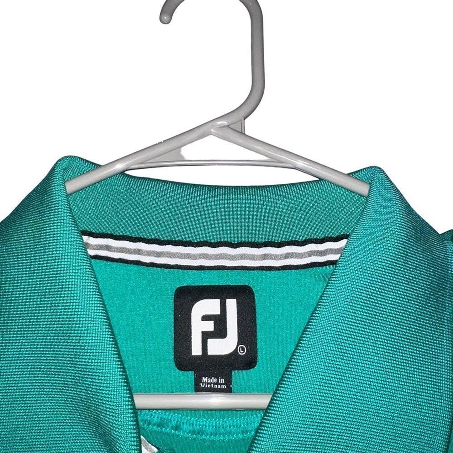 FootJoy Polo Shirt Mens Large Green Striped Short Sleeve Golf Athletic Fit