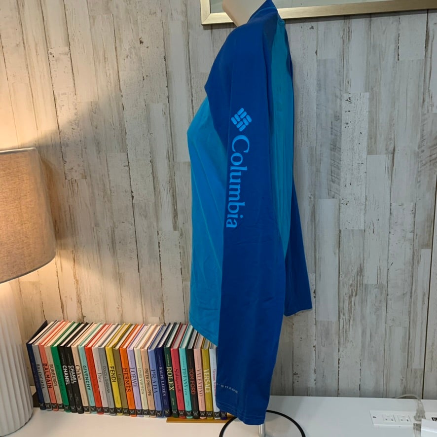 Columbia Boys Rash Guard Swim Shirt Blue Colorblock Size L