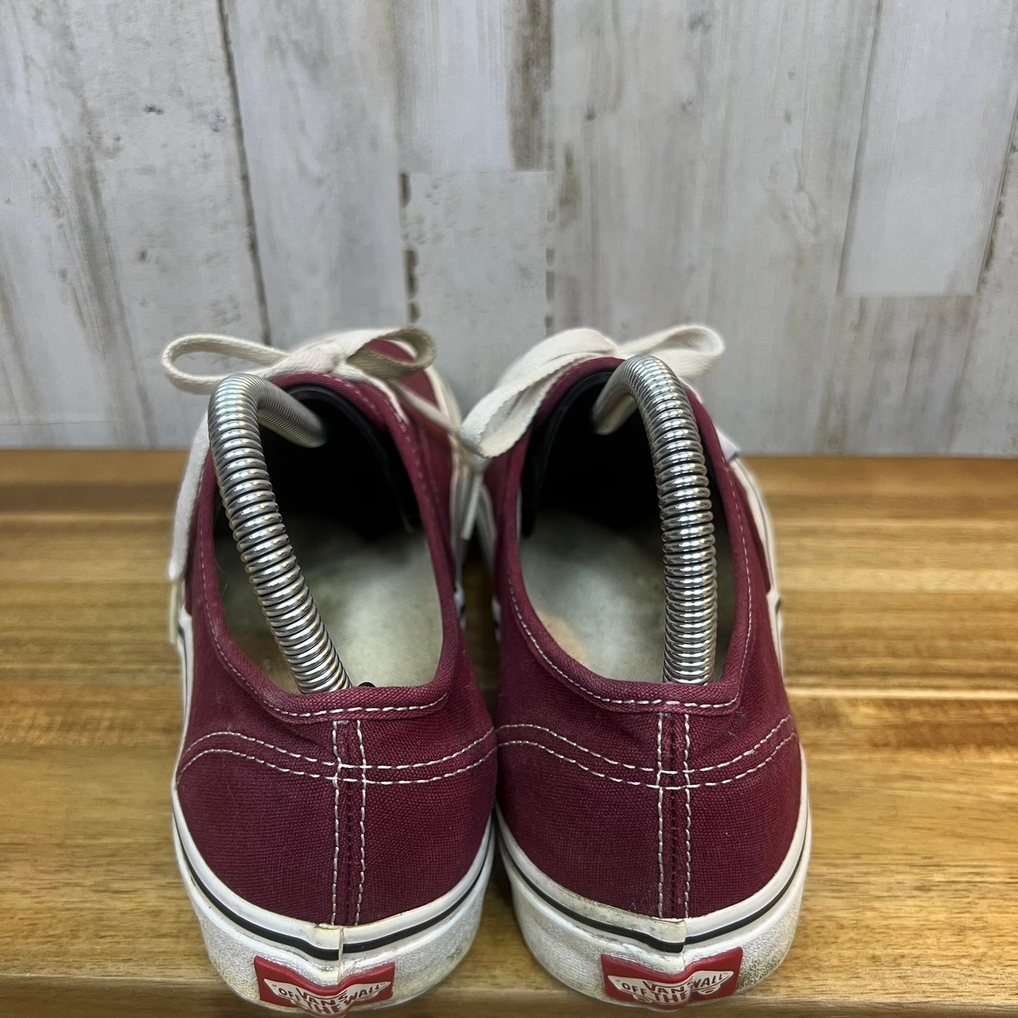 Vans Authentic Maroon/White Lace-Up Low Top Sneakers - Men's 7 / Women's 8.5