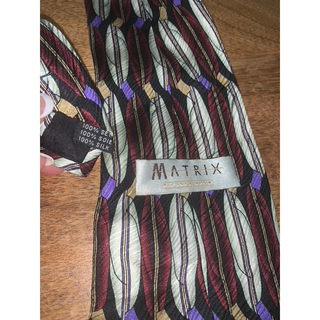 Matrix Men's Multicolor Striped Silk Necktie Classic Width & Length