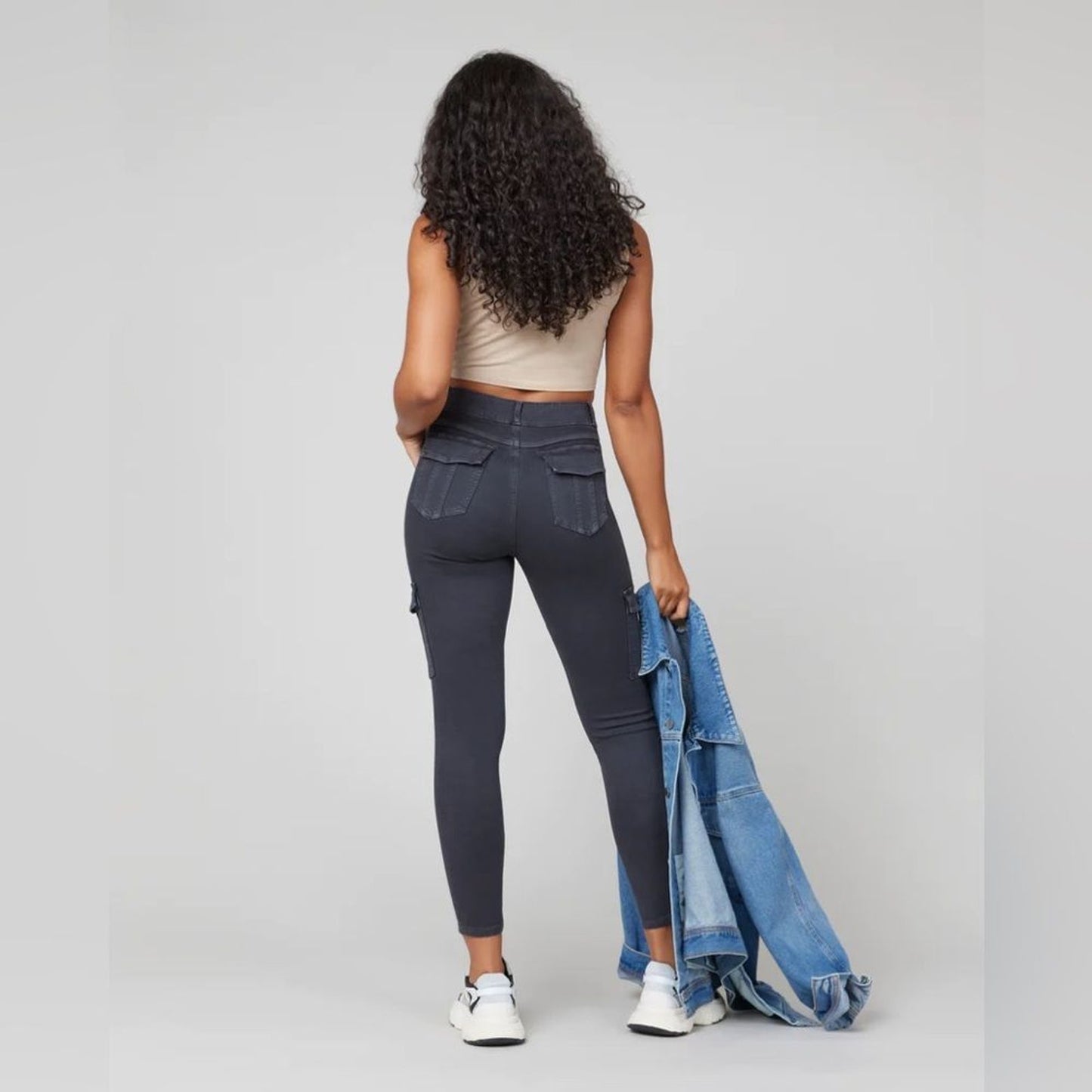 NWT SPANX Cargo Pants Women's Medium Black High Rise Pull-On Ankle Utility