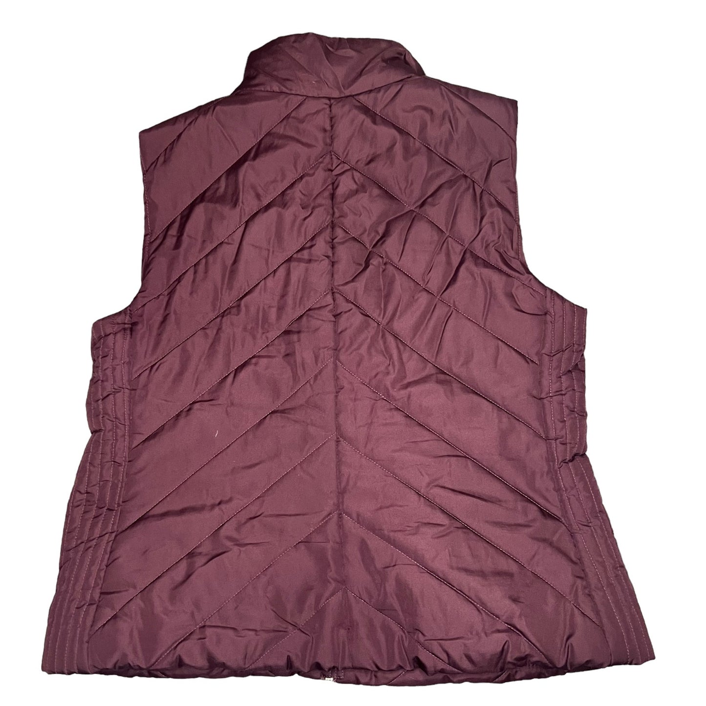 NY & Co Women's XL Burgundy Mock Neck Puffer Full-Zip Sleeveless Vest