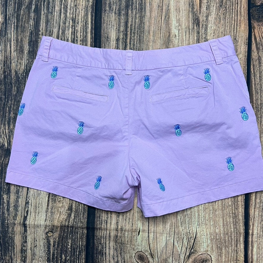 Vineyard Vines Women's Purple Pineapple Embroidered Chino Shorts Size 6