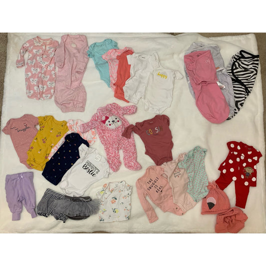 Carters Infant Baby Girl Clothes Newborn Bundle Multicolor 28-Piece Set