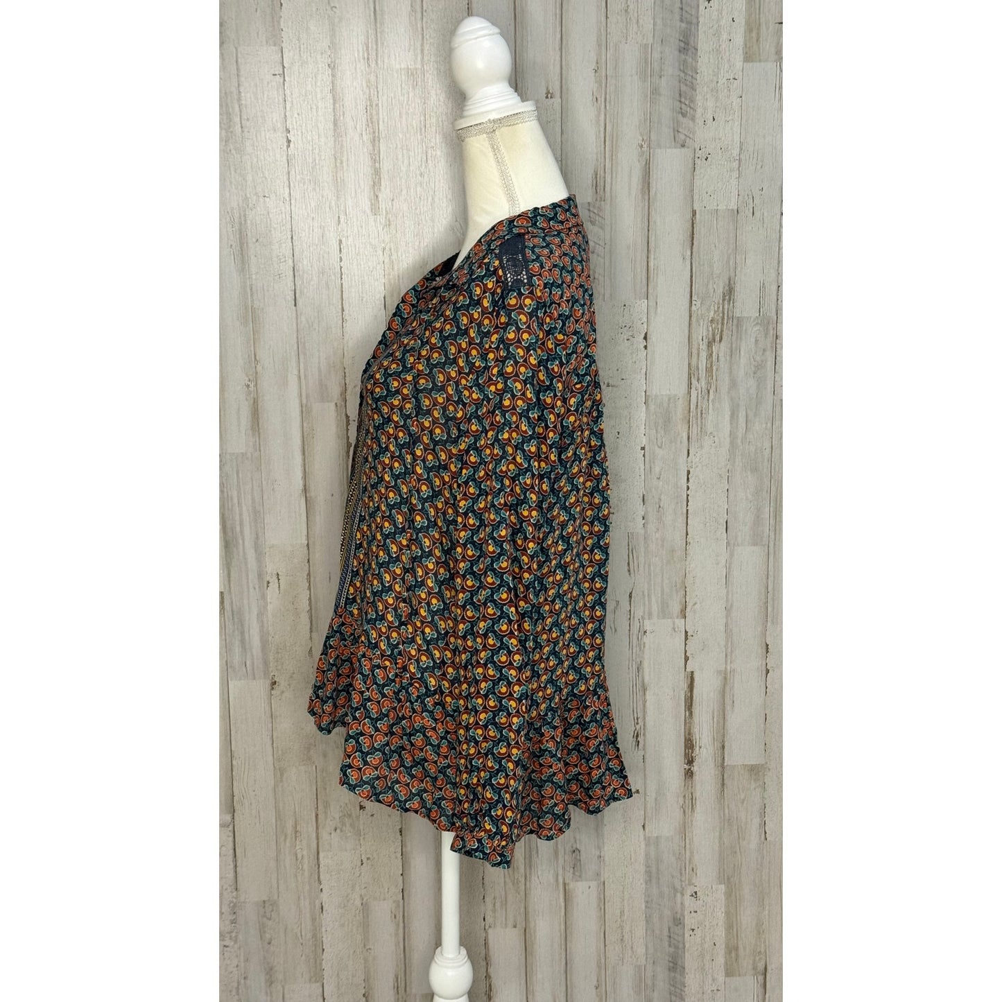 Maeve by Anthropologie Floral Peasant Blouse V-Neck Tunic Size 6