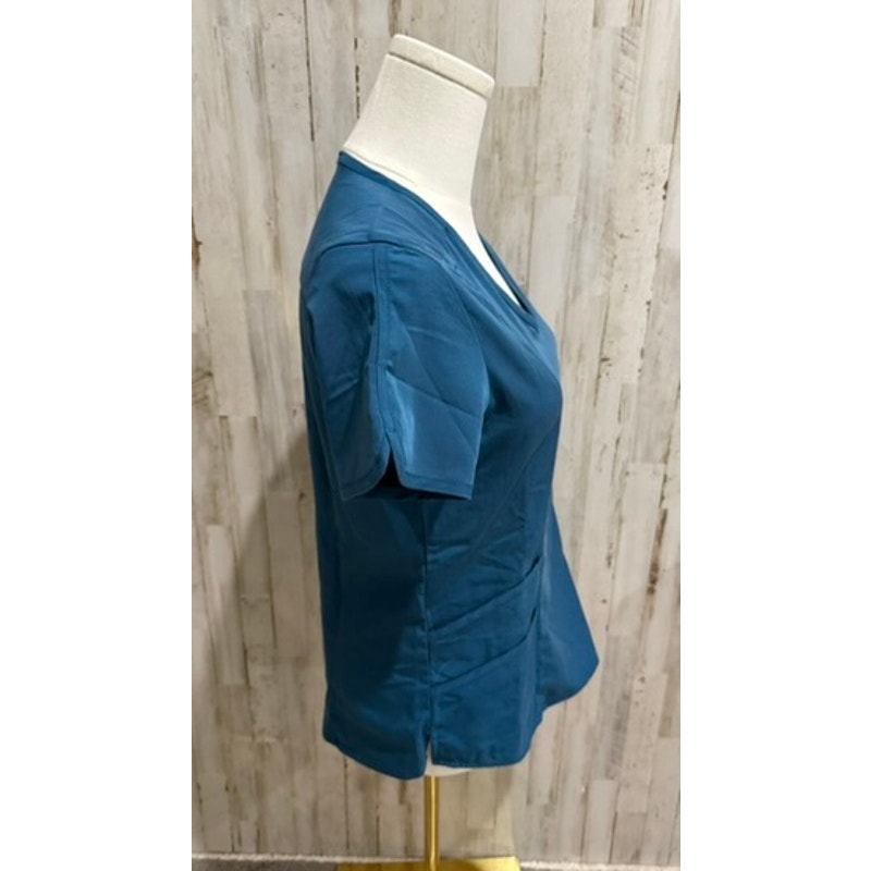 Adar Pro Scrub Top Womens XS Teal Caribbean Blue V-Neck Short Sleeve
