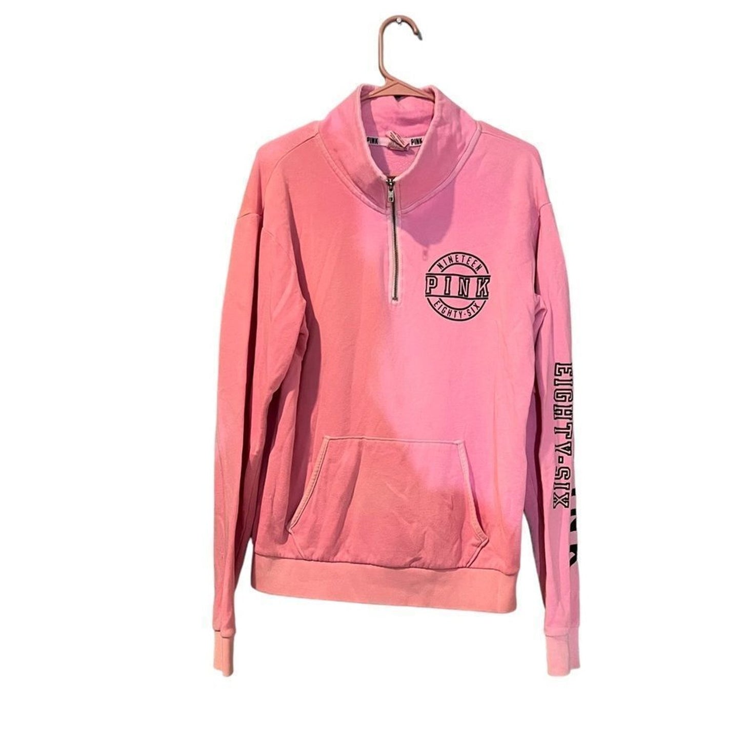 PINK Victoria's Secret Pullover Sweatshirt Womens Size Small Pink 1/4 Zip Logo