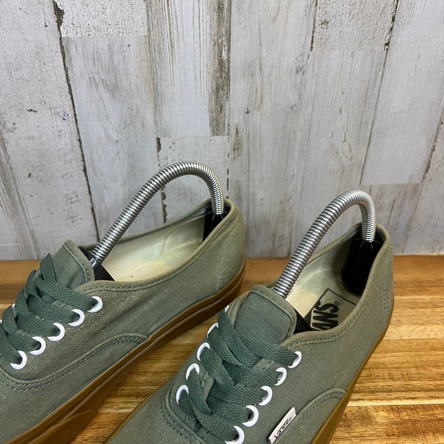 Vans Men's Authentic Low-Top Trainers Green Bleach Canvas Men's 6.5/ Women's 8.0