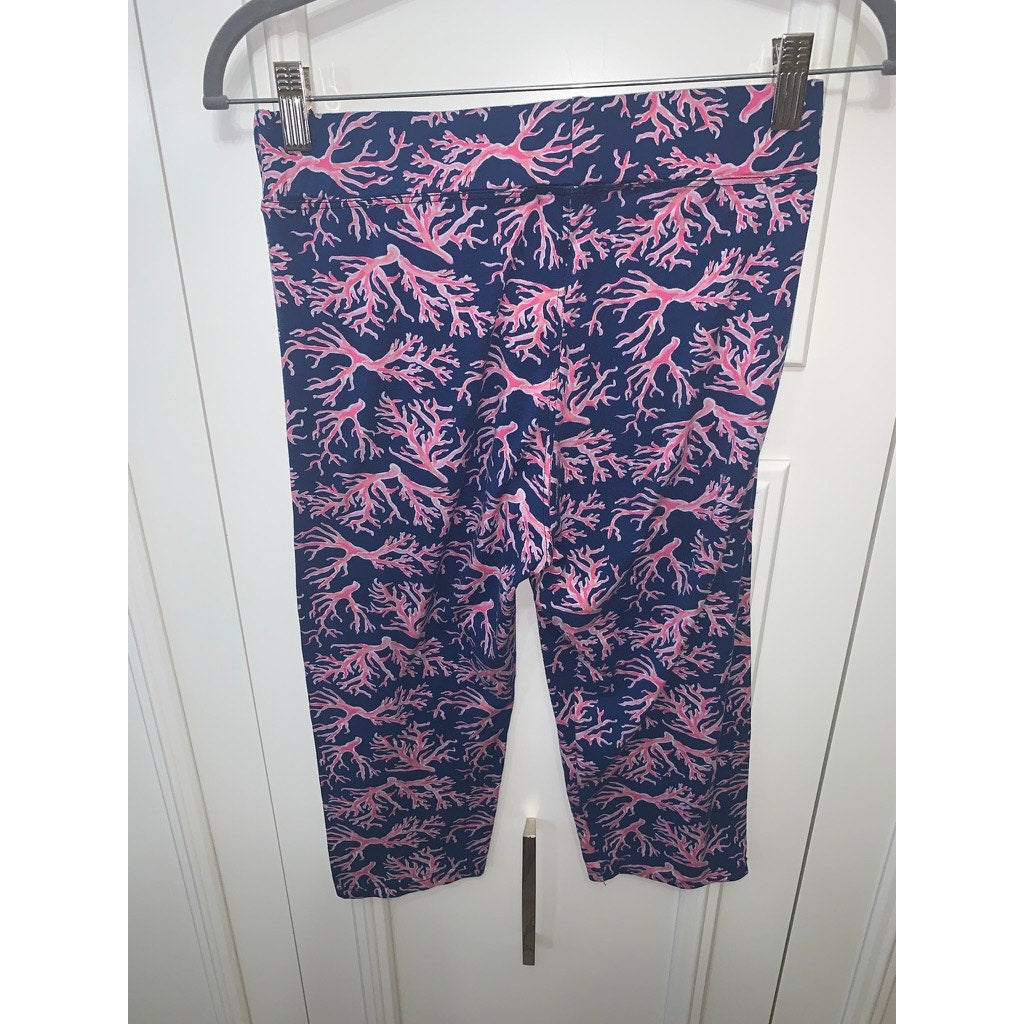 Simply Southern Women's Cropped Leggings Coral Reef Print Casual