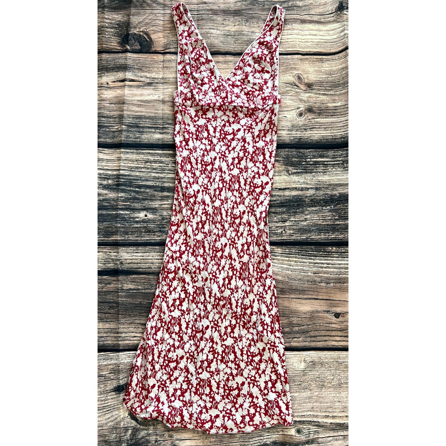 Free People Women's Oh La La Floral V-Neck Midi Dress Red Size 10