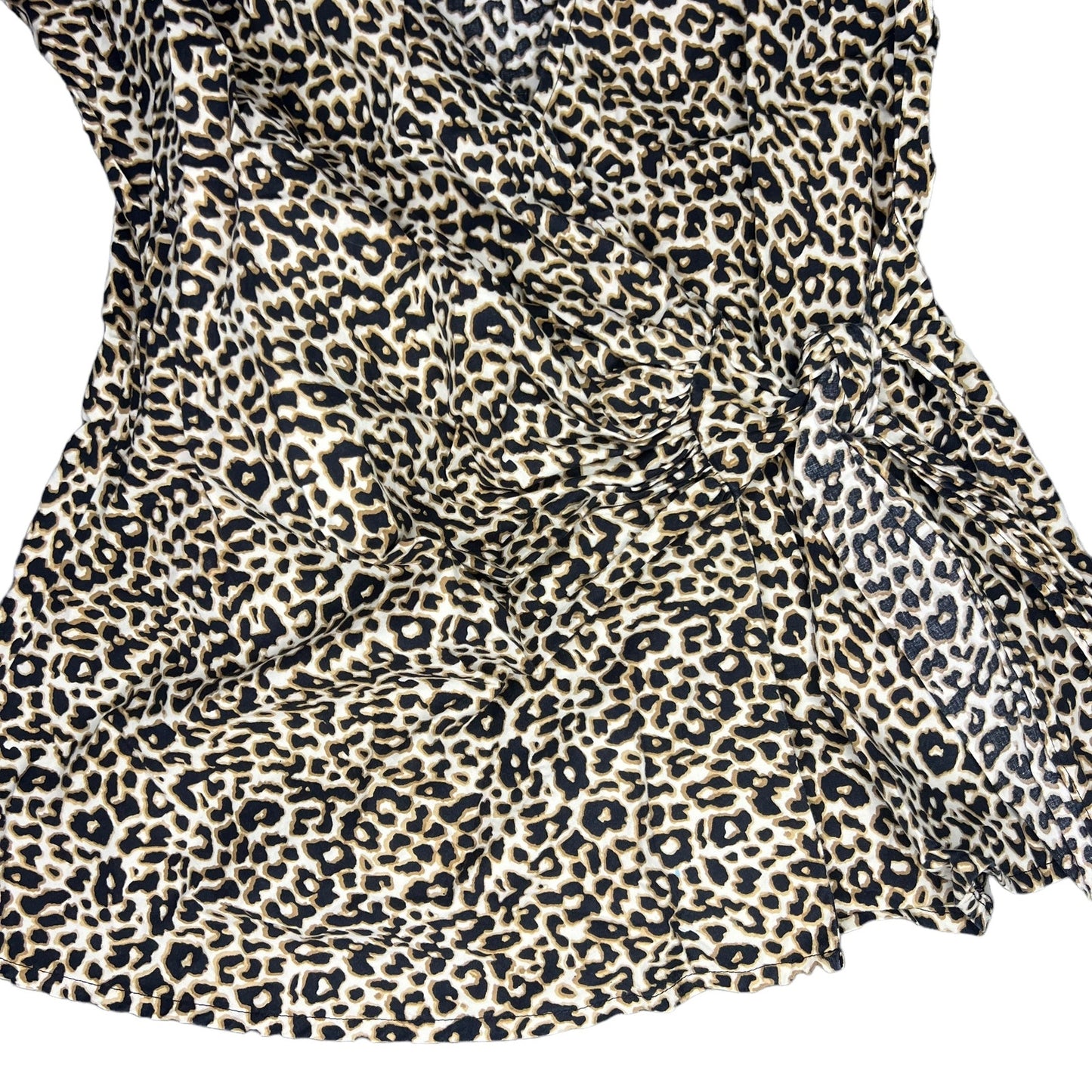 Express Design Studio Women's Medium Sleeveless Leopard Print V-Neck Wrap Blouse