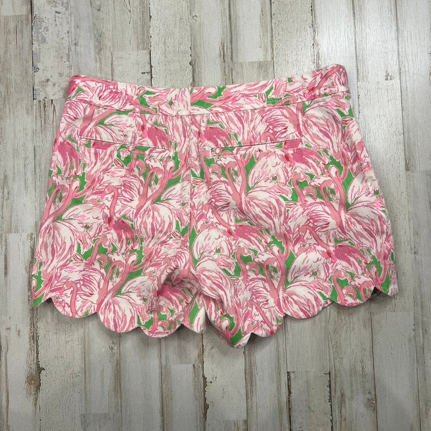 Lilly Pulitzer Women's Buttercup Shorts Pink Flamingo Print Scalloped Hem Size 2