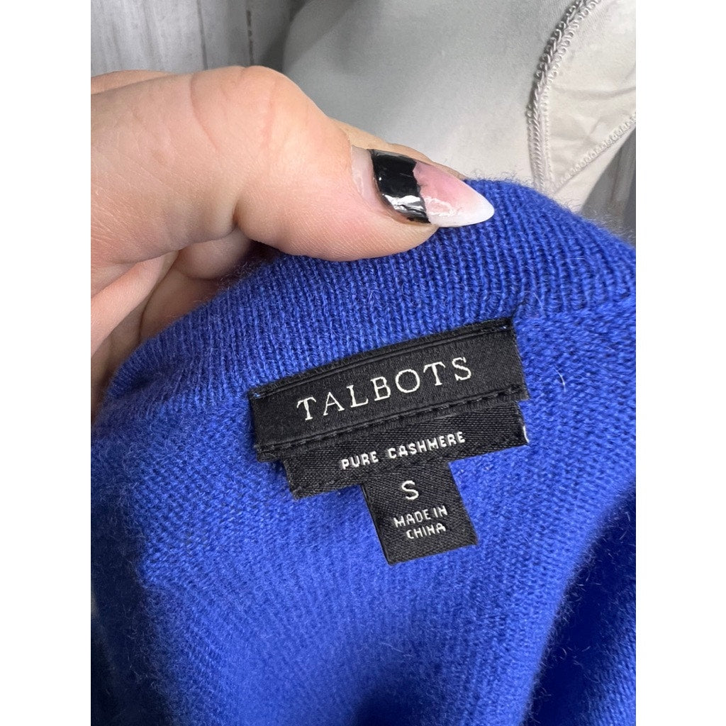 Talbots Women's Blue Cashmere Crewneck Sweater Size Small Long Sleeve