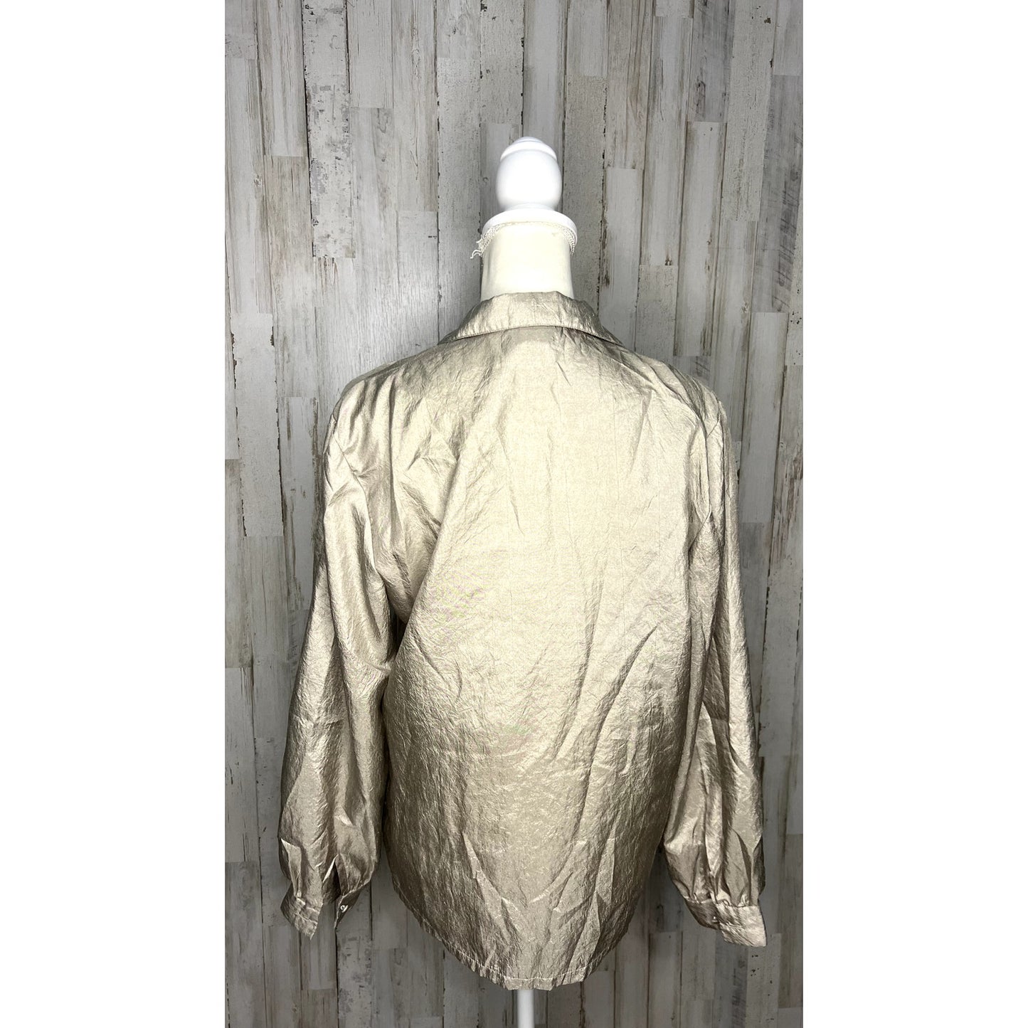 Vintage Judy Bond Women's Gold Long Sleeve Button-Up Shirt Size 12