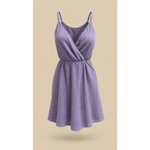 Living Doll Dress Womens Size 1 Purple Glitter Pleat V-Neck