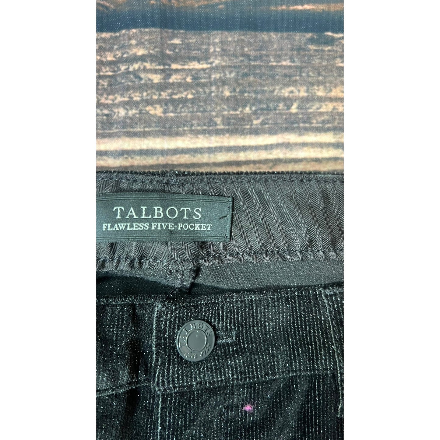 Talbots Women's Size 4 Black Shimmer Slim Ankle Corduroy Pants