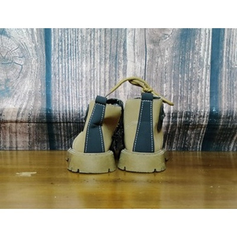 Unisex Kids Ankle Boots Size 27 Tan & Gray Lace Up Lug Sole