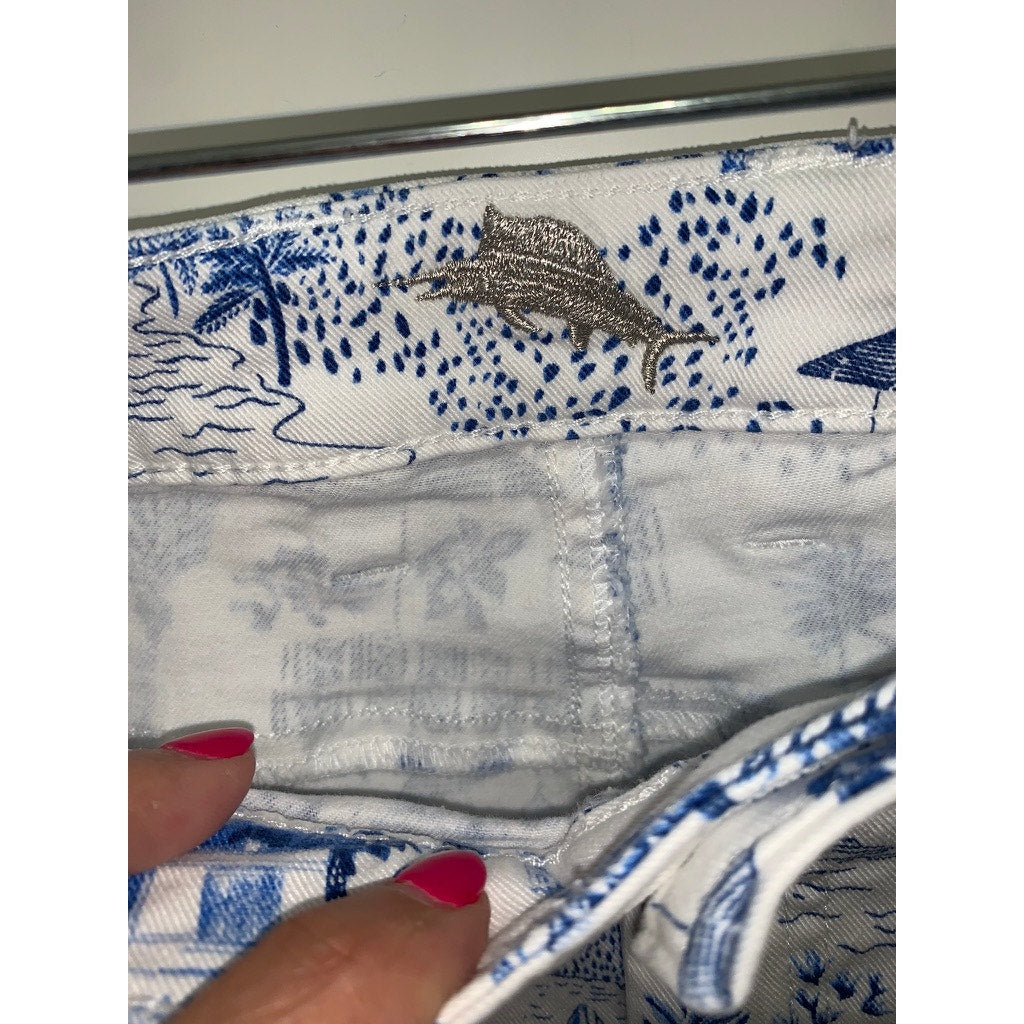 Tommy Bahama Women's Beach Hut Print Cropped Jeans Size 31x24 Multicolor