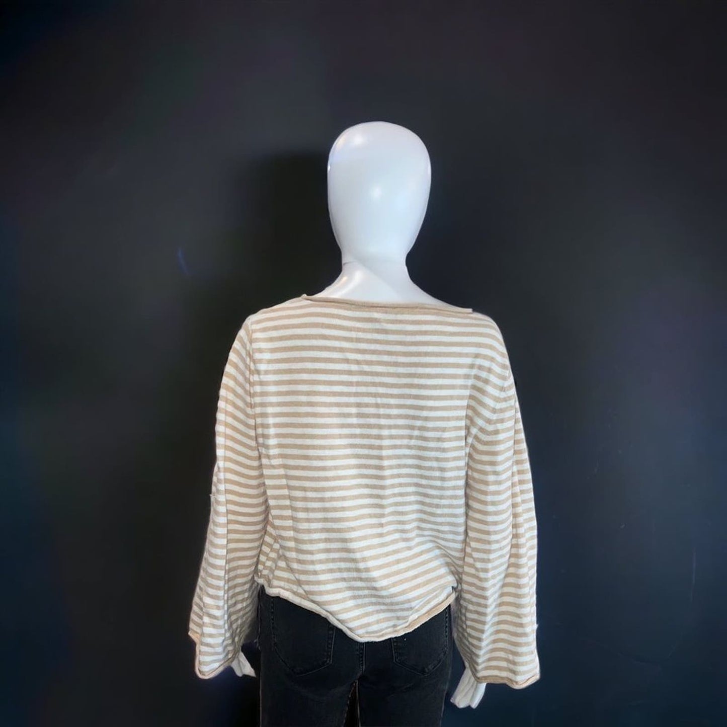 J. Crew Striped, Tie Front, Boatneck Sweater / Shirt