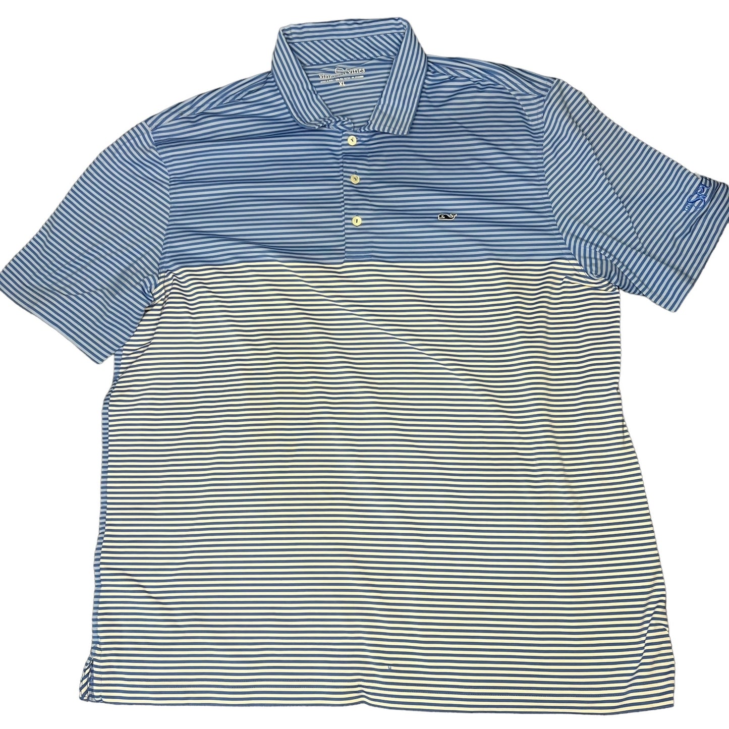 Vineyard Vines Men's XL Blue Two Toned Striped Short Sleeve Polo