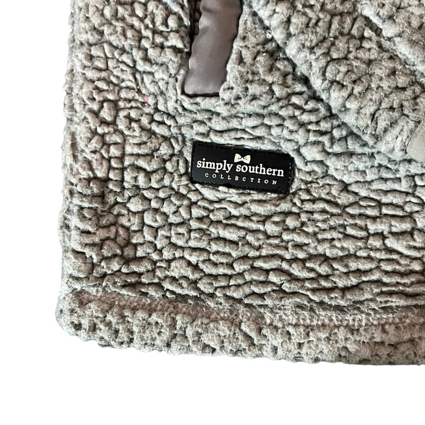 Simply Southern Womens Sherpa Pullover 1/4 Zip Gray Sweater Size Medium