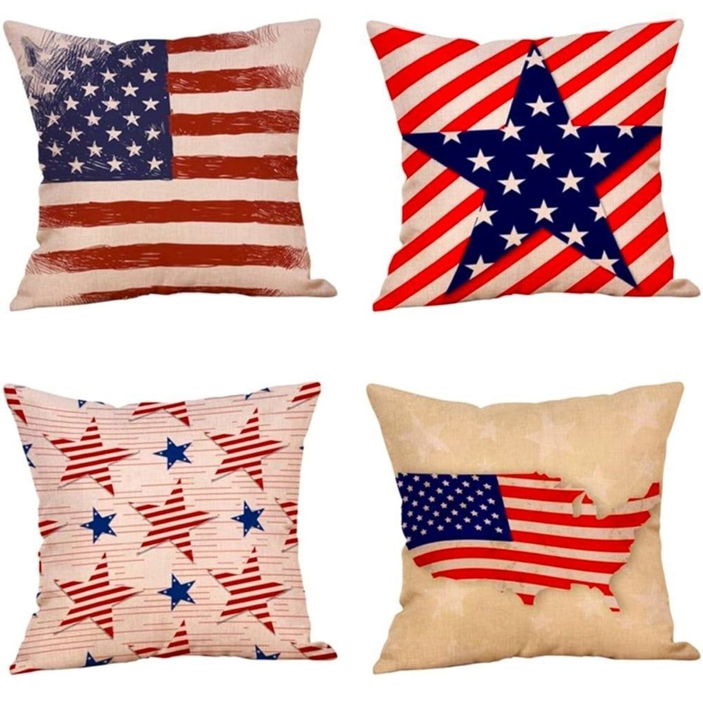 Set 4 Patriotic Americana throw pillow covers