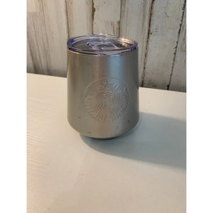 Starbucks Insulated Latte Mug Tumbler Silver w/ Lid 12 fl oz