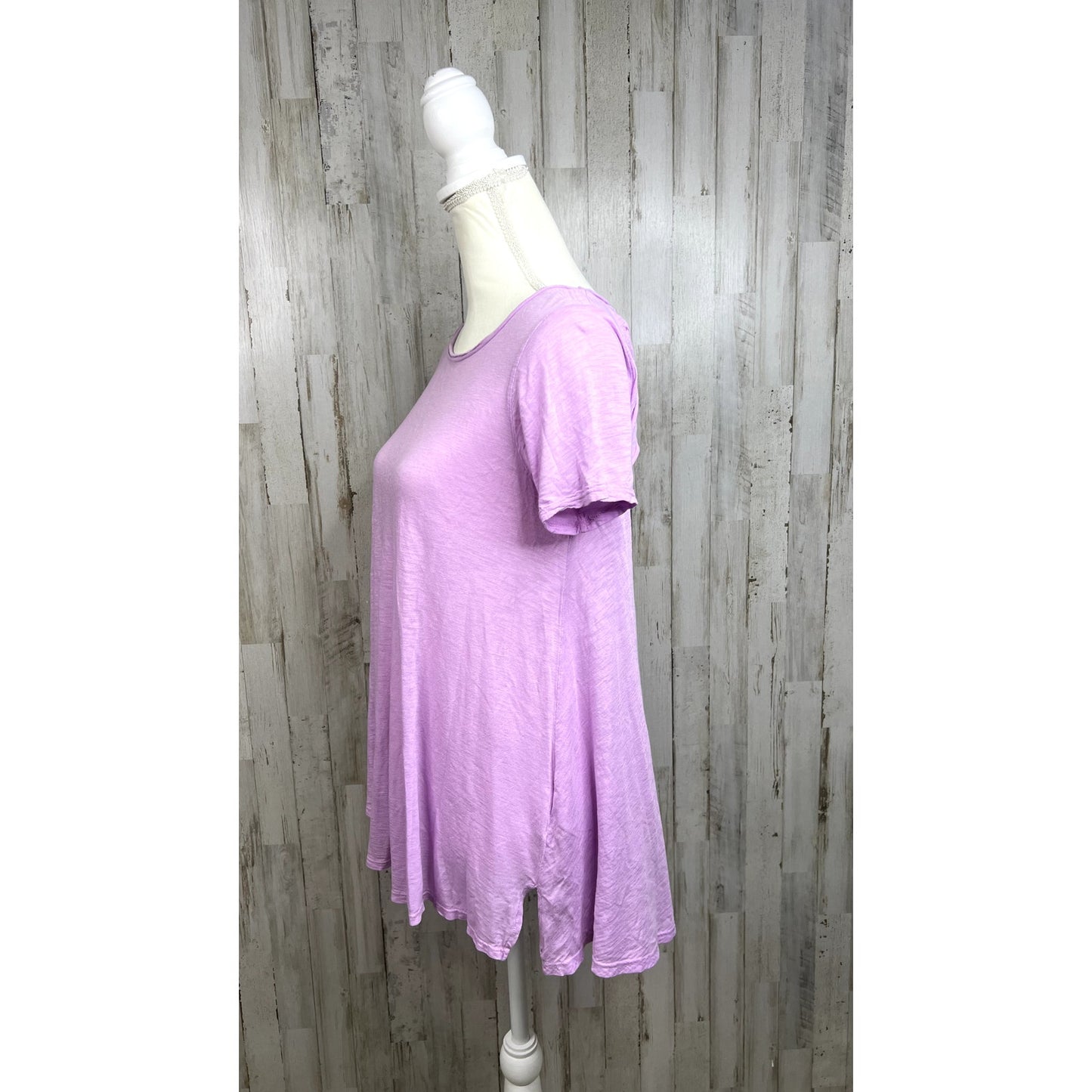 t.la Women's Extra Small XS Lavender Short Sleeve Tie-Back Tunic Blouse