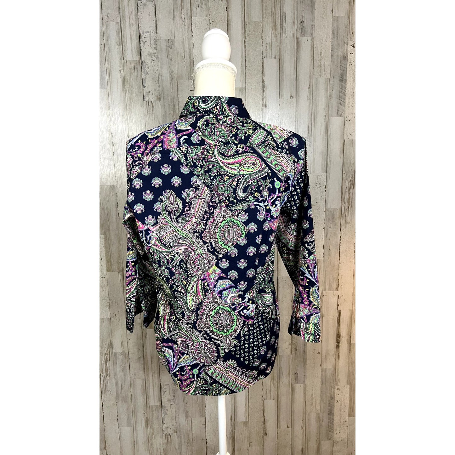 Lauren Ralph Lauren Women's Size Medium Paisley Patchwork Button-Up Blouse