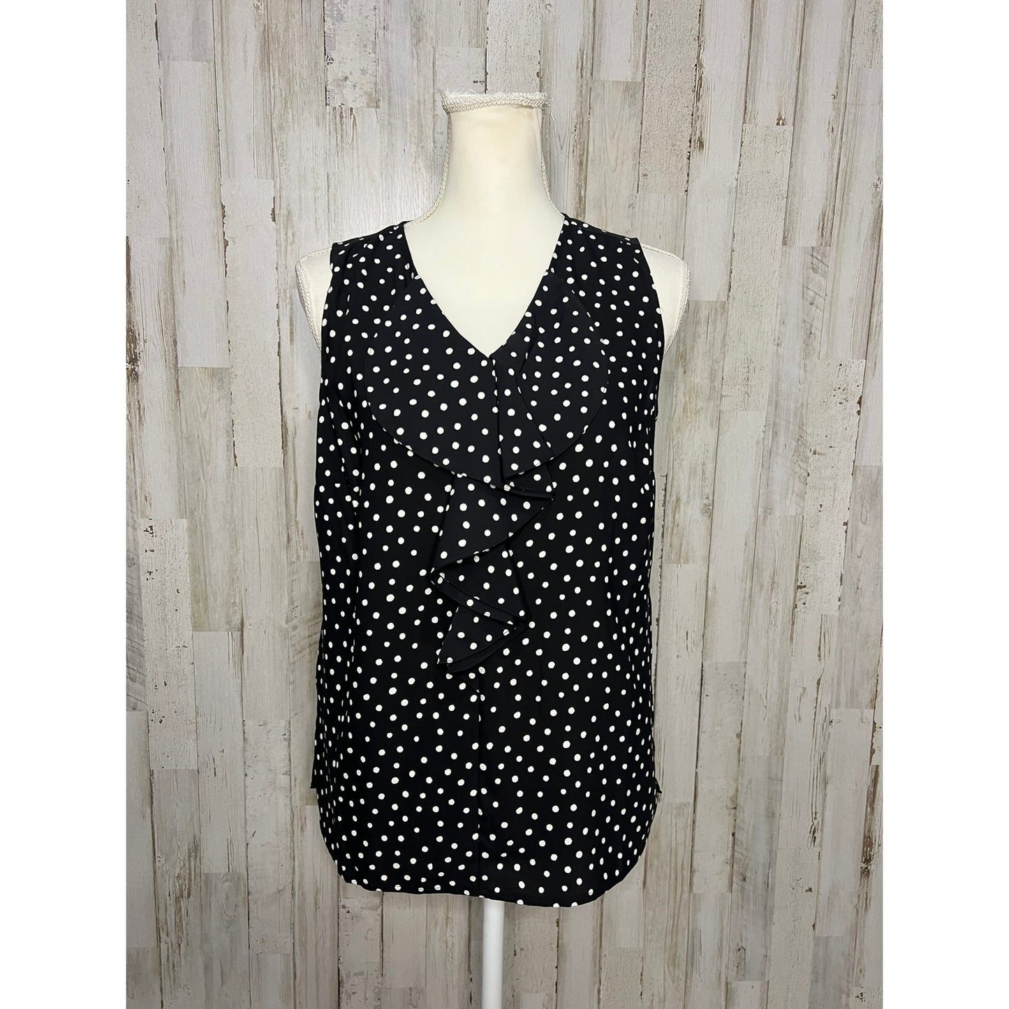 NWT Chico's Women's Sleeveless Polka Dot Blouse Black & White Size 0