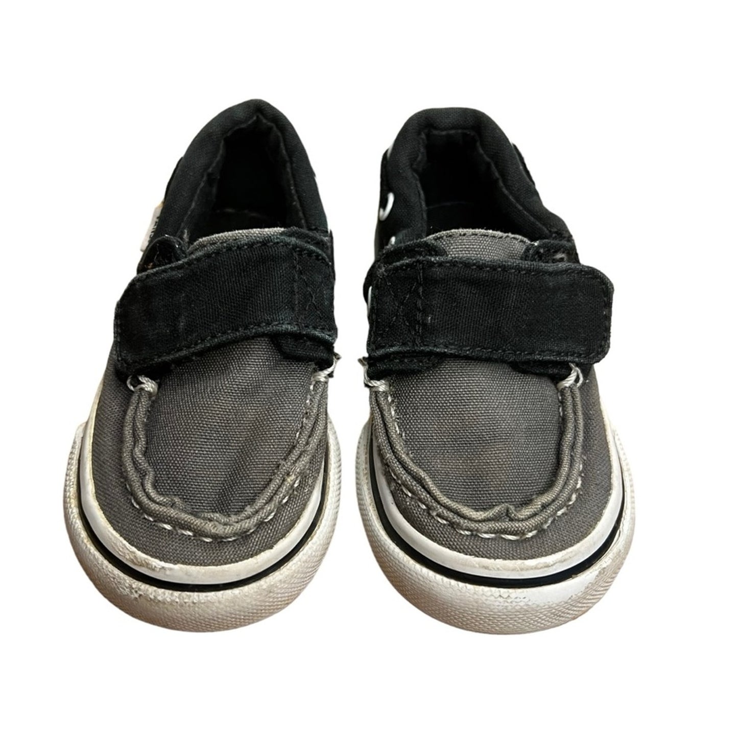 Vans Toddler Low Top Skate Shoes Gray/Black Hook & Loop Size 4.5